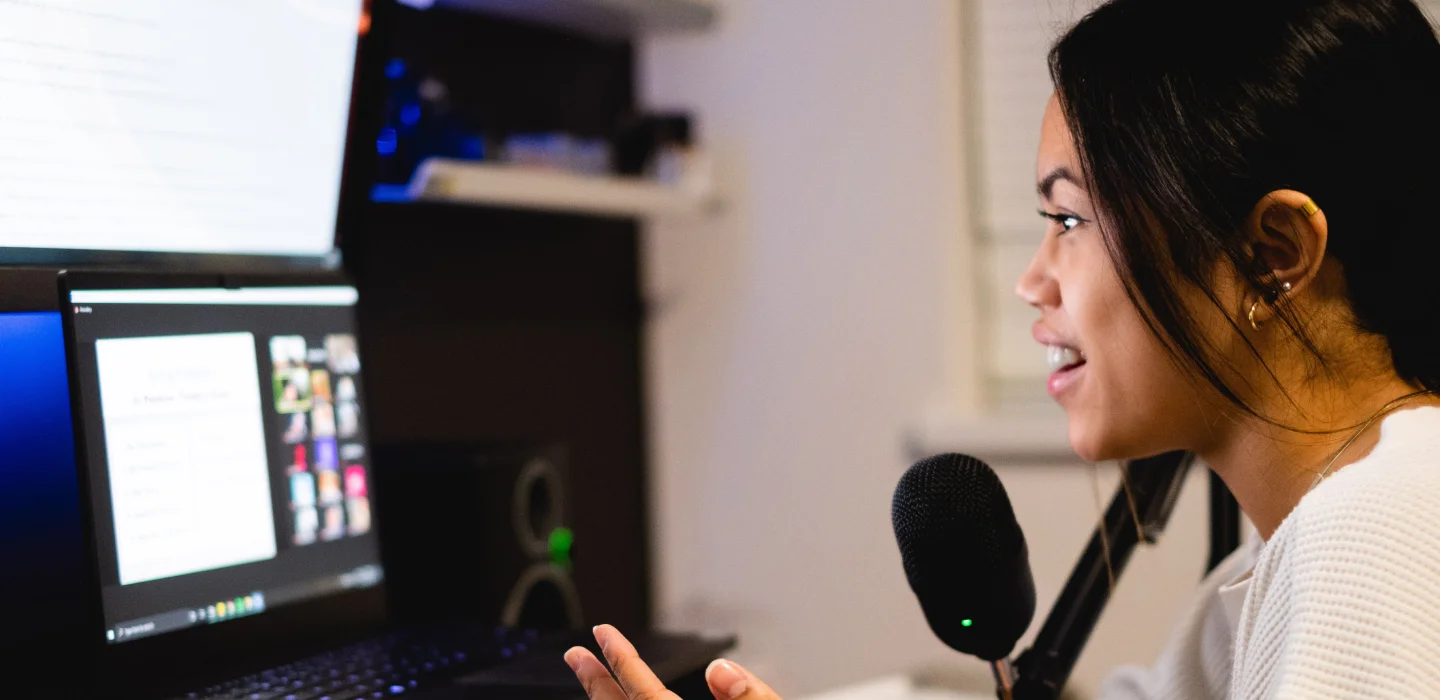 Podcast illustration showing a microphone and sound waves